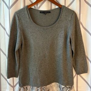White House Black Market Gray 3/4 Sleeve Sweater Blouse